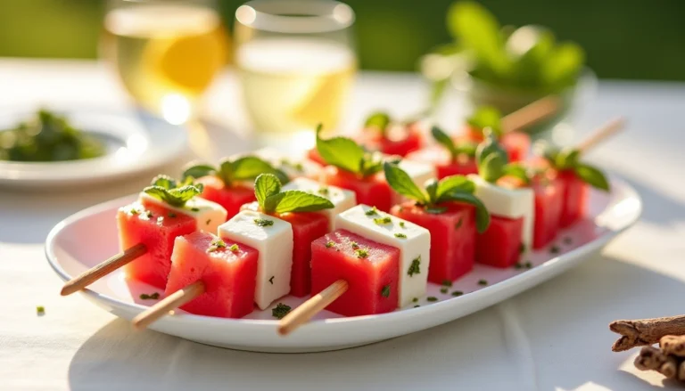 Feta-Wassermelonen-Spieße