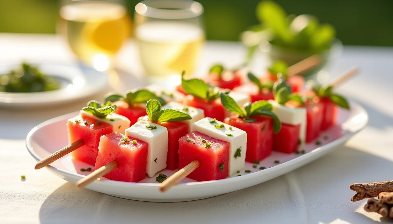 Feta-Wassermelonen-Spieße